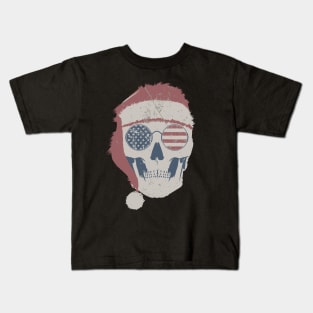 Vintage American Skull Santa Hat Christmas Kids T-Shirt